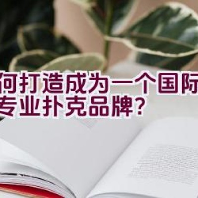 如何打造成为一个国际知名的专业扑克品牌？