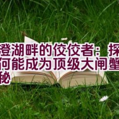 “阳澄湖畔的佼佼者：探究其为何能成为顶级大闸蟹品牌的奥秘”