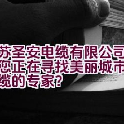 江苏圣安电缆有限公司：是否您正在寻找美丽城市中电线电缆的专家？