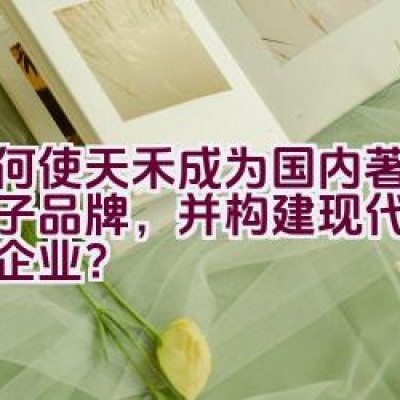 如何使天禾成为国内著名的种子品牌，并构建现代农业服务企业？