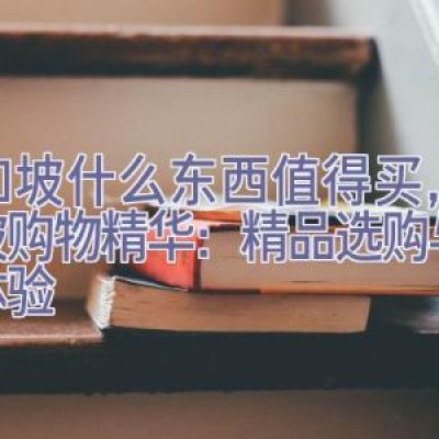 新加坡什么东西值得买，新加坡购物精华：精品选购与文化体验