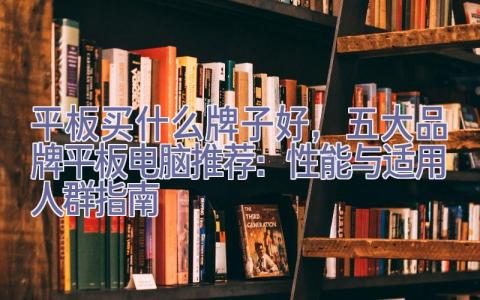 平板买什么牌子好，五大品牌平板电脑推荐：性能与适用人群指南