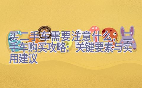 买二手车需要注意什么，二手车购买攻略：关键要素与实用建议